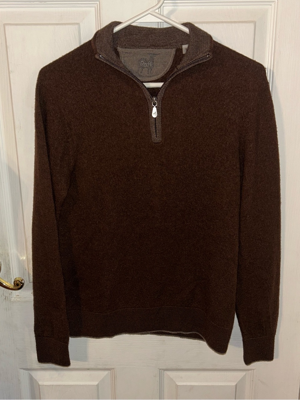 Raffi Palmer Quarter Zip Mock Neck 100% extra fine Merino Wool Sweater